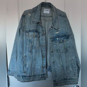 Old Navy Women's Light Blue Distressed Jean Jacket